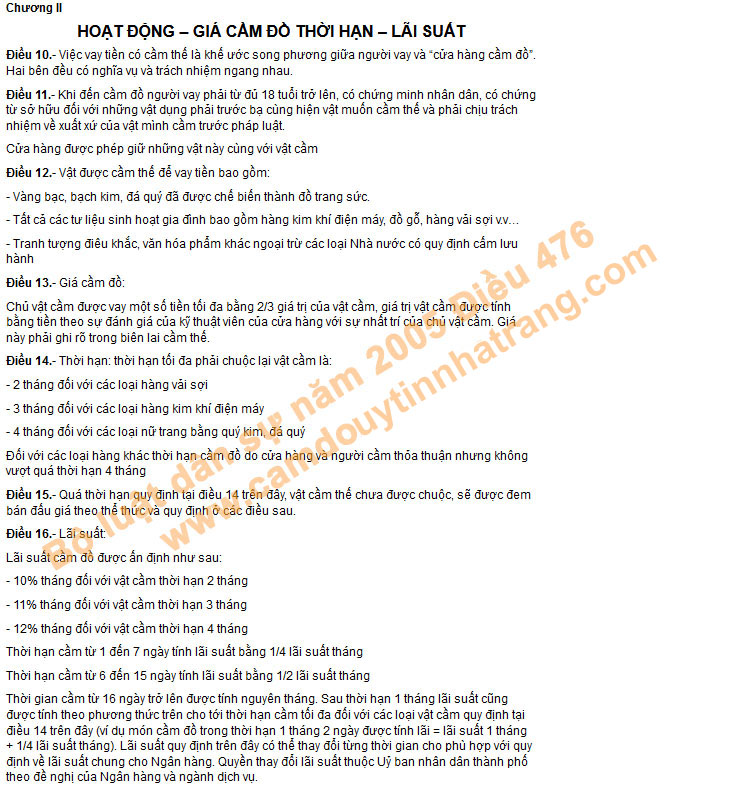 Lãi suất cầm đồ hiện nay được tính như thế nào? 1 quy dinh lai suat cam do hien nayNT